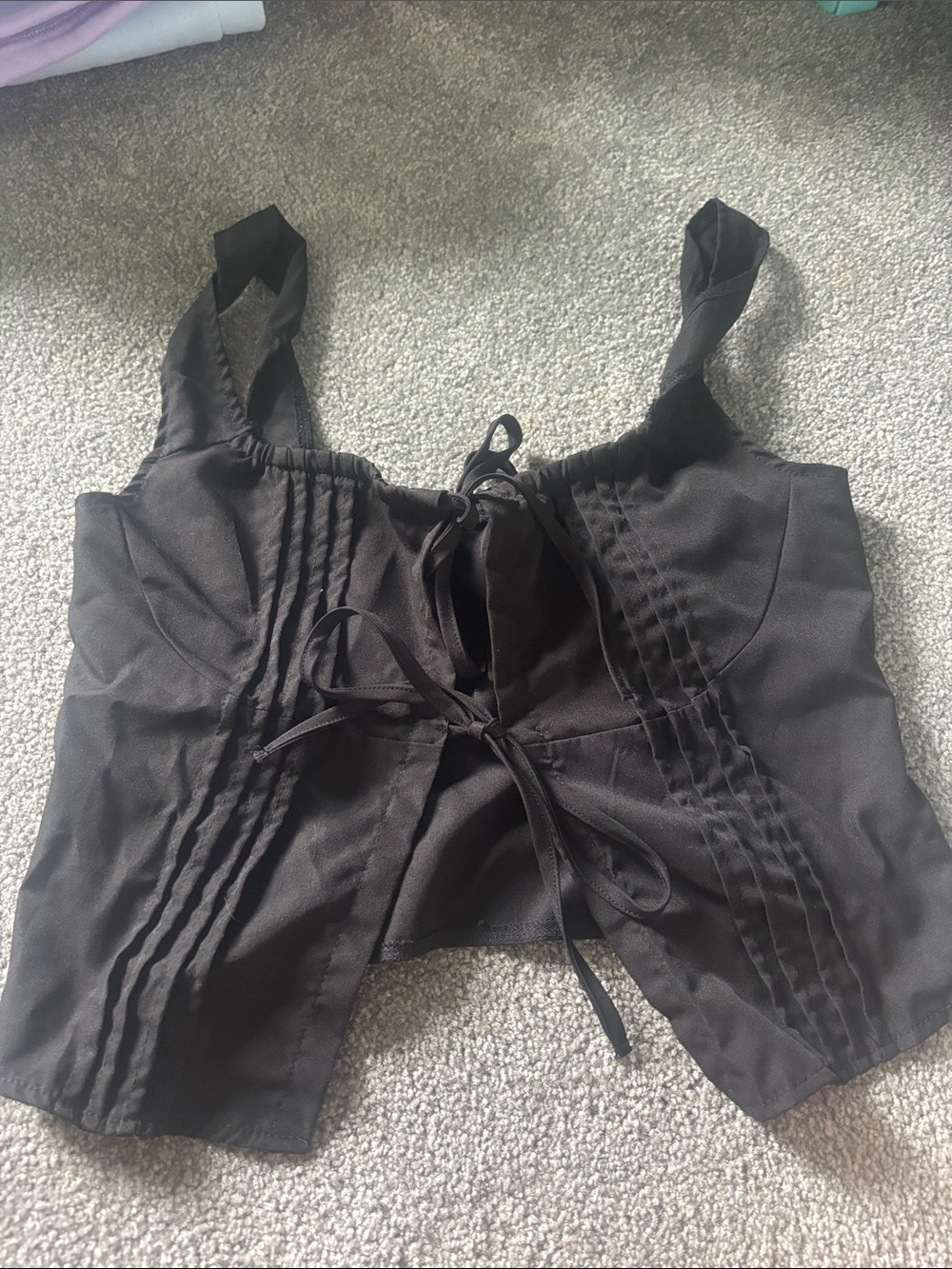 SHEIN Black Lace-Up Corset Tank